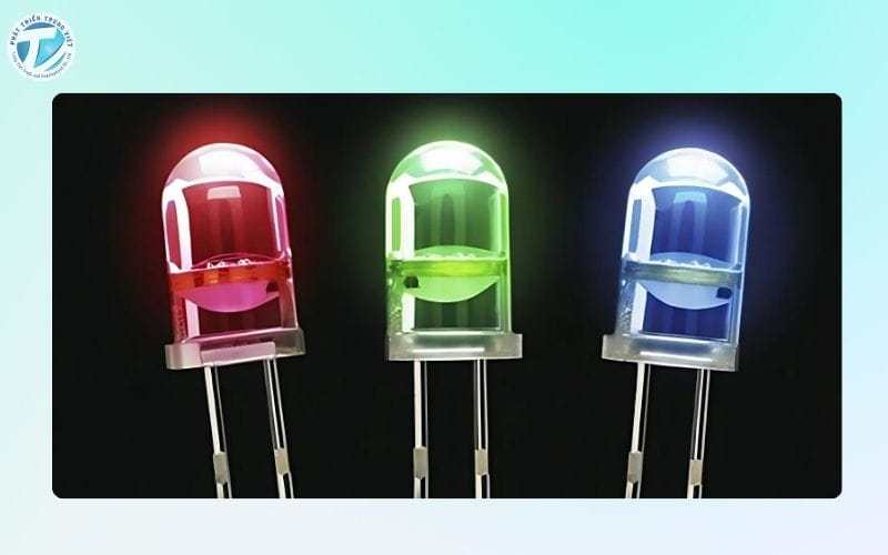 Đèn LED RGB được cấu tạo từ ba bóng đèn LED cơ bản, mỗi bóng phát ra một màu